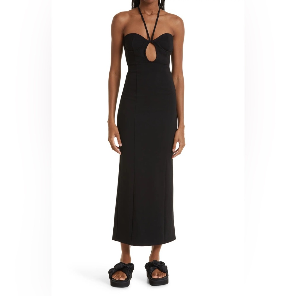 STAUD Black Halter Maxi Dress with Front Keyhole - Picture 7 of 14